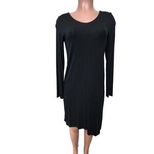 Eileen Fisher Long Sleeve Asymmetrical Hem Dress Women's Size Petite Small Black